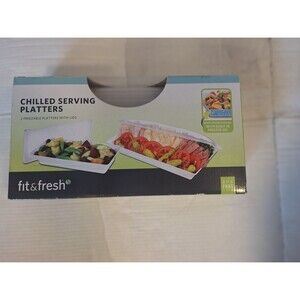 Fit & Fresh Chilled Serving Platters With Lids Reusable Keeps Food Fresh  READ